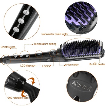 Acevivi Brosse Chauffante Soufflante Lissante